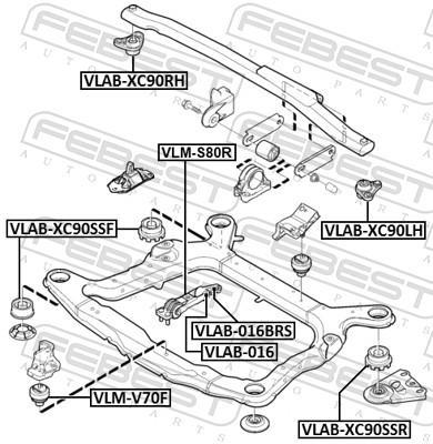 Amortisseur, suspension du moteur (Amortisseur vibration support moteur) FEBEST VLAB-016BRS