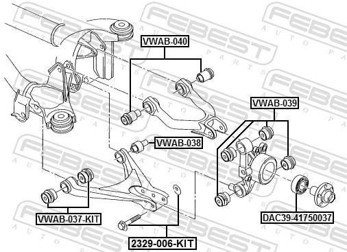 Silent bloc de suspension FEBEST ref. VWAB-037-KIT