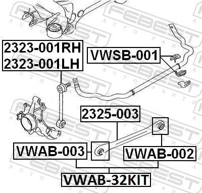 Suspensão, braço oscilante FEBEST ref. VWAB-32KIT