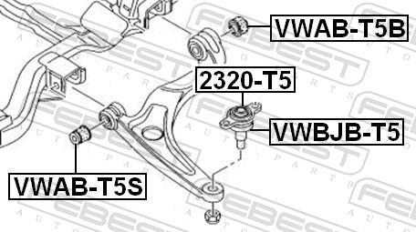 Silent bloc de suspension FEBEST ref. VWAB-T5S