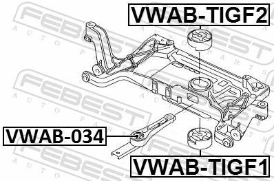 Suspension, corps de l'essieu FEBEST ref. VWAB-TIGF2