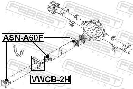 Rolamento do veio de transmissão FEBEST ref. VWCB-2H