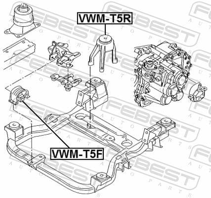 Support moteur (Silent bloc moteur) FEBEST VWM-T5F
