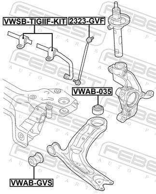 Suspension, stabilisateur FEBEST VWSB-TIGIIF-KIT
