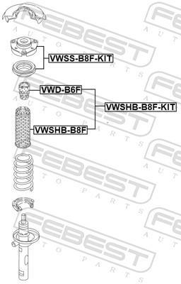 Fole do amortecedor de suspensão FEBEST ref. VWSHB-B8F-KIT