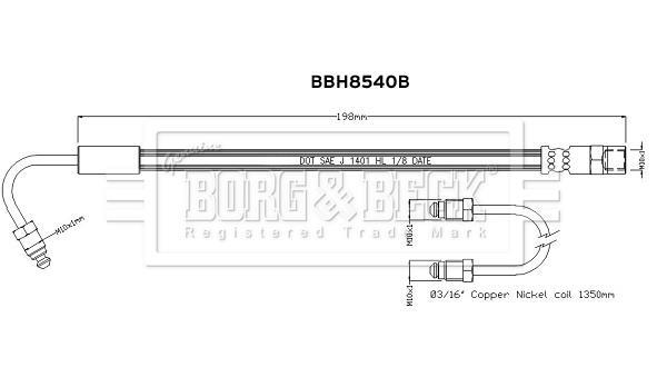 Flexible de frein (Durite de frein) BORG & BECK ref. BBH8540B