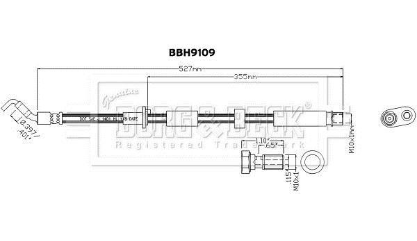 Flexible de frein (Durite de frein) BORG & BECK ref. BBH9109