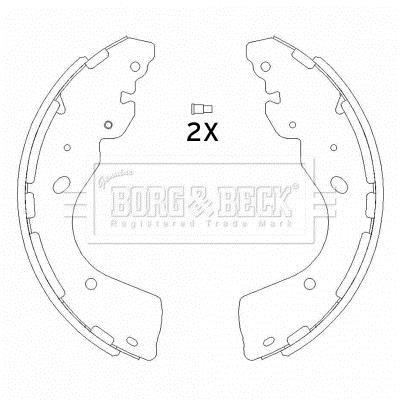 Jeu de 4 mâchoires de frein (Garniture de frein à tambour) BORG & BECK ref. BBS6445