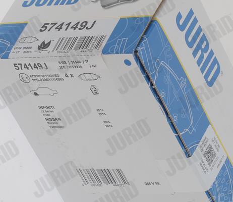 Jeu de 4 plaquettes de frein JURID ref. 574149J