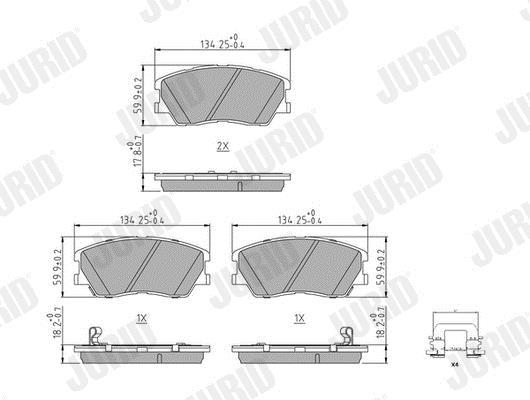 Jeu de 4 plaquettes de frein JURID ref. 574160J