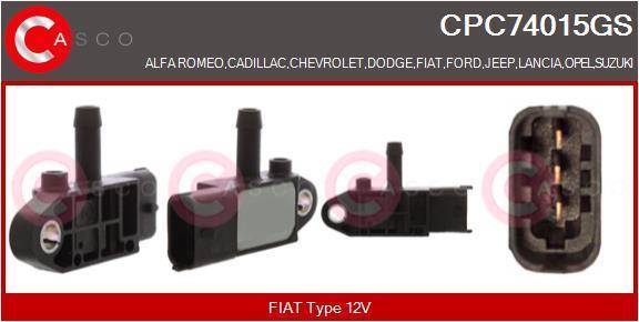 Transmetteur de pression, contrôle des gaz d'échappement CASCO SRL ref. CPC74015GS