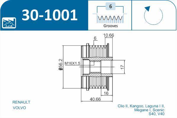 Rueda libre alternador IJS ref. 30-1001