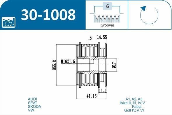 Polia do alternador IJS ref. 30-1008