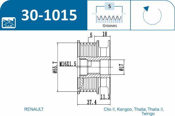Polia do alternador IJS ref. 30-1015