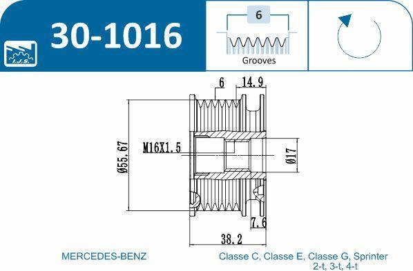 Polia do alternador IJS ref. 30-1016