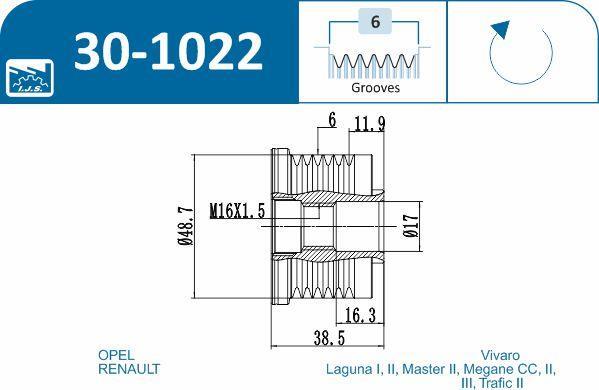 Polia do alternador IJS ref. 30-1022