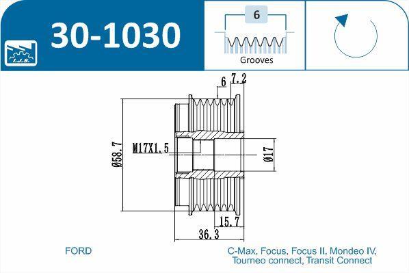 Polia do alternador IJS ref. 30-1030