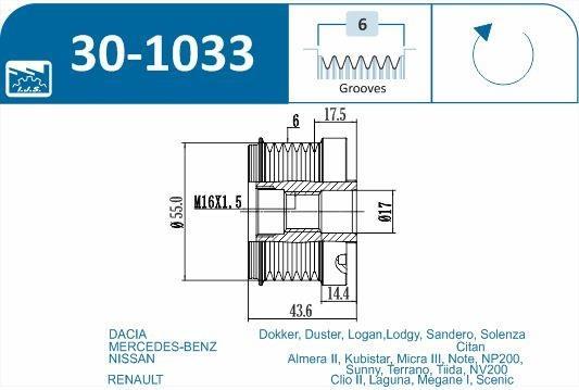 Polia do alternador IJS ref. 30-1033