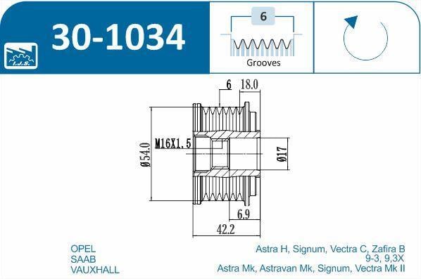Polia do alternador IJS ref. 30-1034