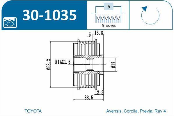 Polia do alternador IJS ref. 30-1035