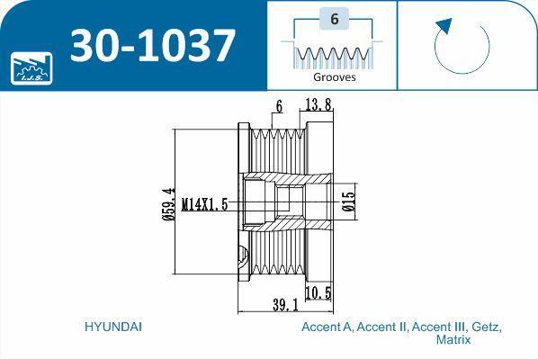 Polia do alternador IJS ref. 30-1037