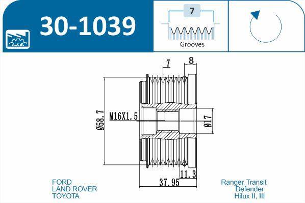 Polia do alternador IJS ref. 30-1039