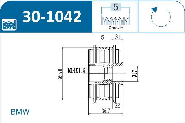 Polia do alternador IJS ref. 30-1042