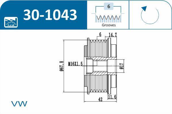 Polia do alternador IJS ref. 30-1043