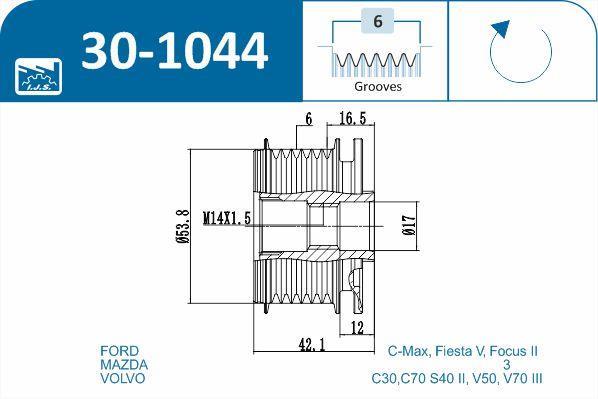 Polia do alternador IJS ref. 30-1044