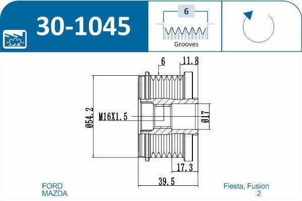 Polia do alternador IJS ref. 30-1045