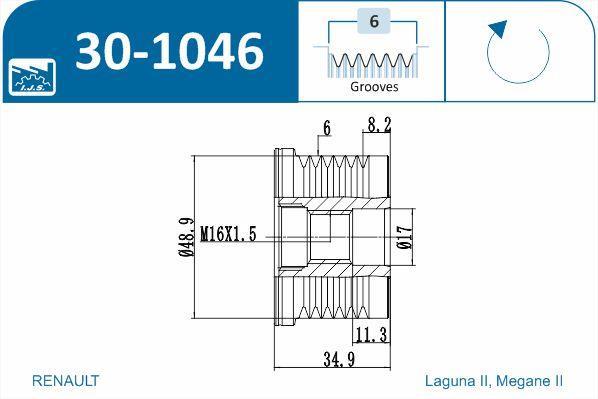 Rueda libre alternador IJS ref. 30-1046
