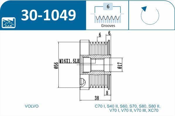 Polia do alternador IJS ref. 30-1049