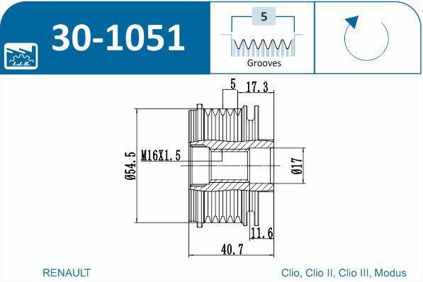 Polia do alternador IJS ref. 30-1051