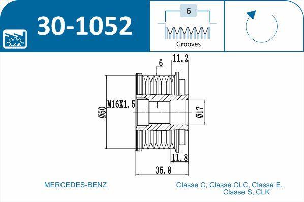 Polia do alternador IJS ref. 30-1052