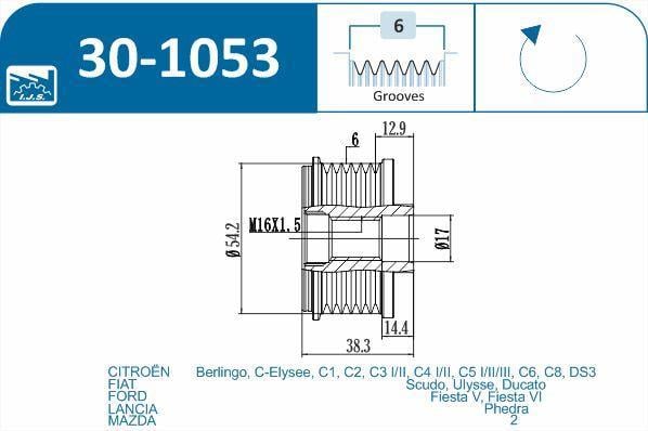 Polia do alternador IJS ref. 30-1053