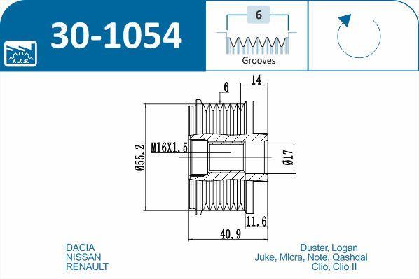 Polia do alternador IJS ref. 30-1054