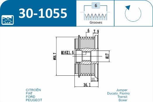 Polia do alternador IJS ref. 30-1055
