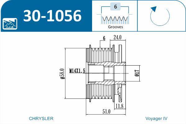 Polia do alternador IJS ref. 30-1056