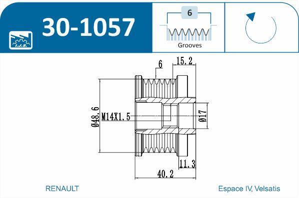Polia do alternador IJS ref. 30-1057