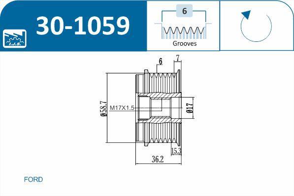 Polia do alternador IJS ref. 30-1059
