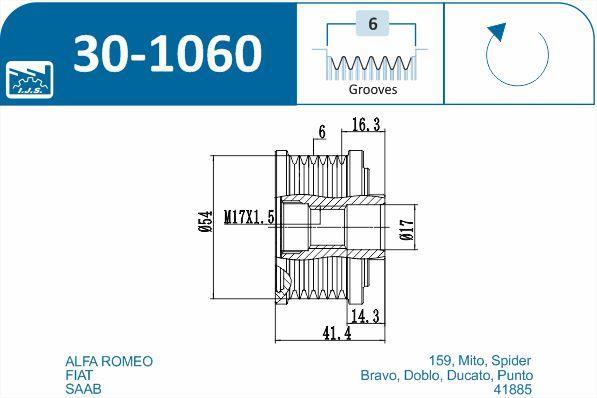Polia do alternador IJS ref. 30-1060