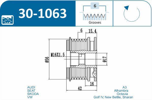 Polia do alternador IJS ref. 30-1063