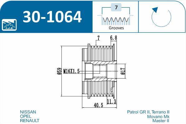 Polia do alternador IJS ref. 30-1064