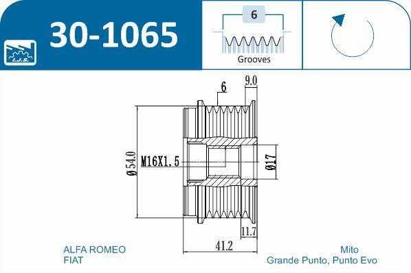 Rueda libre alternador IJS ref. 30-1065