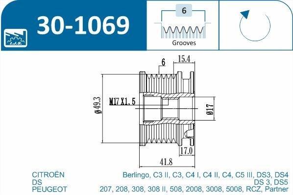 Rueda libre alternador IJS ref. 30-1069
