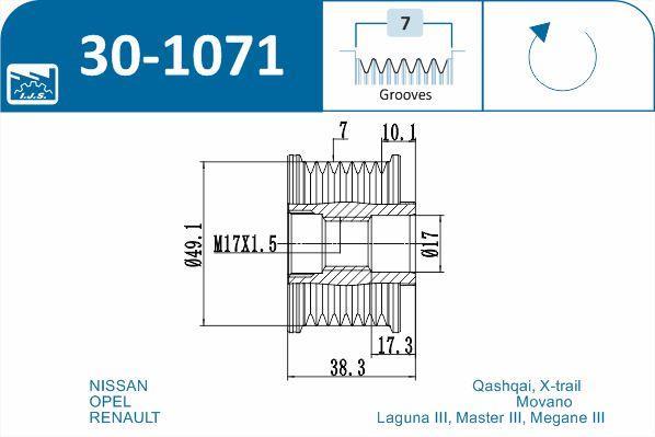 Polia do alternador IJS ref. 30-1071