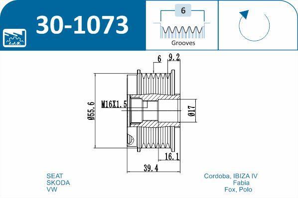Polia do alternador IJS ref. 30-1073