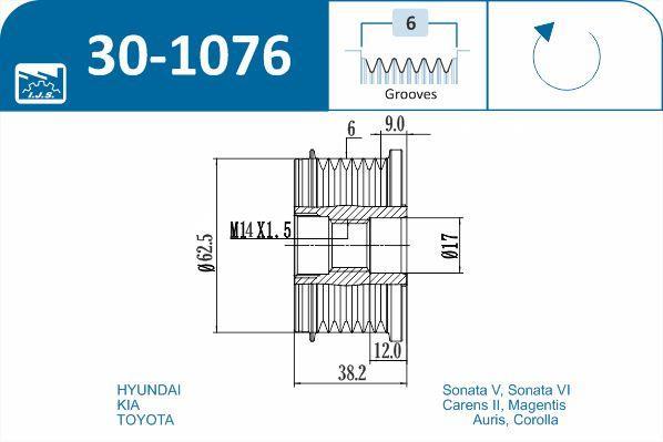 Rueda libre alternador IJS ref. 30-1076