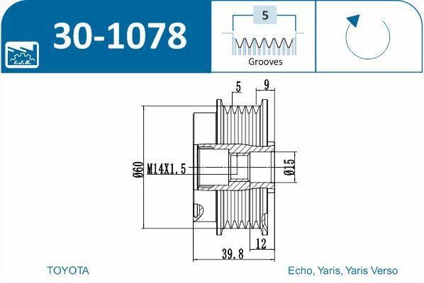 Polia do alternador IJS ref. 30-1078