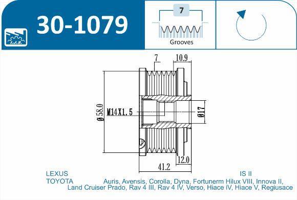 Polia do alternador IJS ref. 30-1079